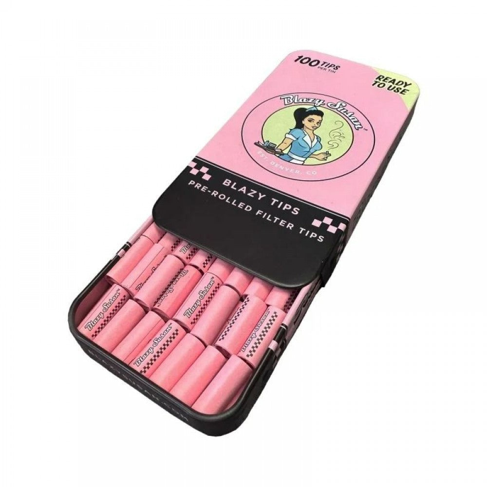 Blazy Susan Pink Pre Rolled Filter Tips 100ct/ Tin