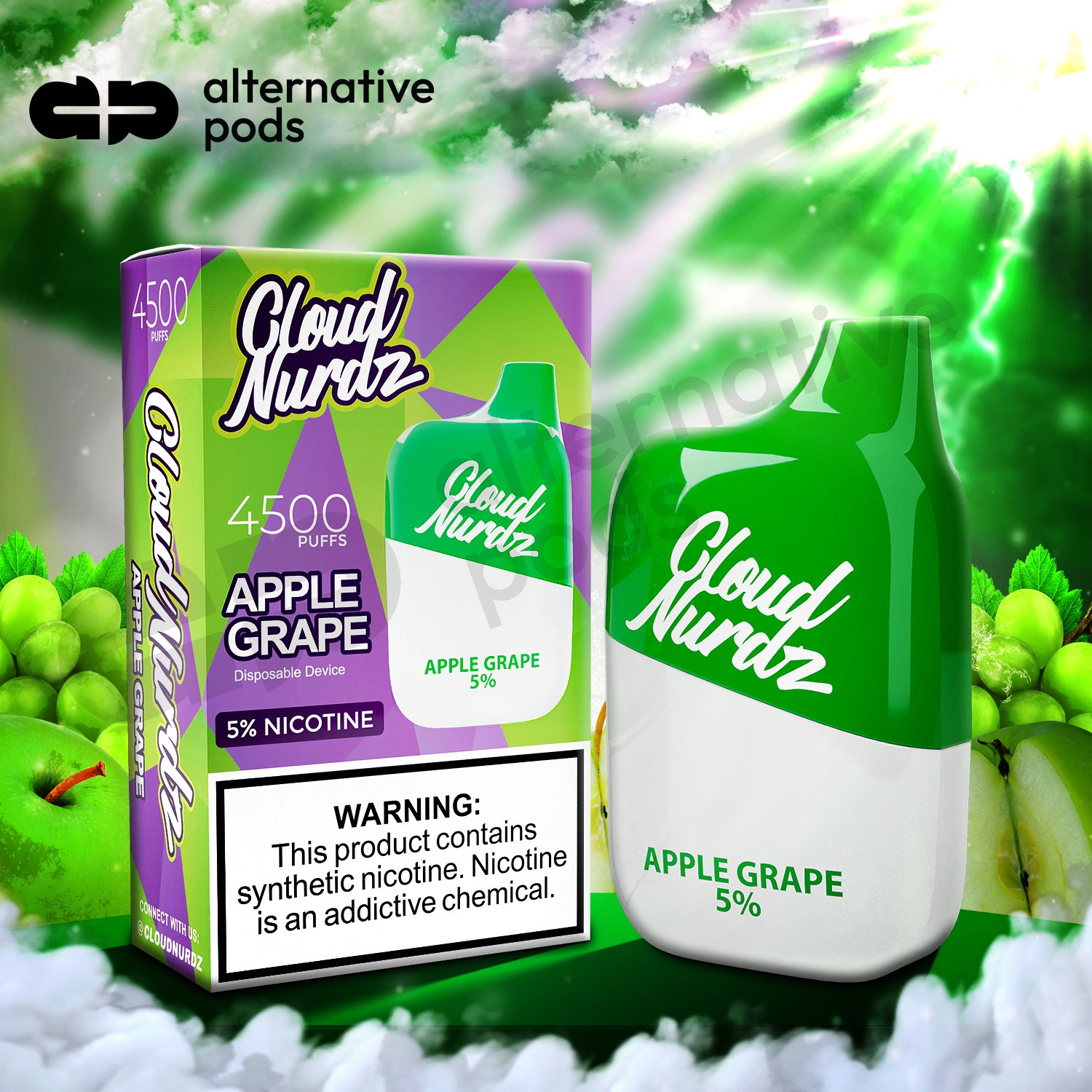 Cloud Nurdz 4500 Puffs Disposable Vape - Apple Grape