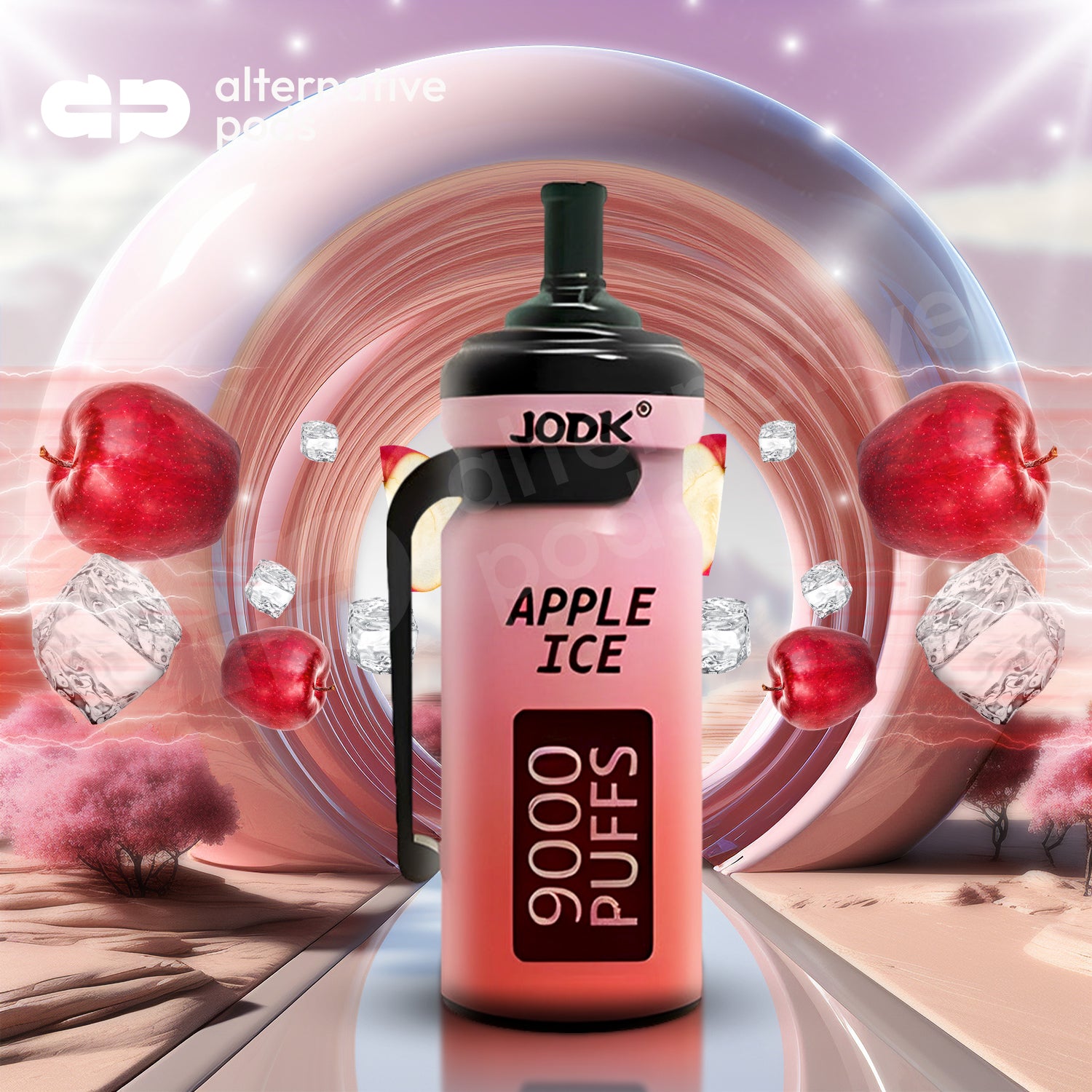 Jodk 9000 Puffs Disposable Vape Pen LED Recharcheable 9k - Apple Ice 