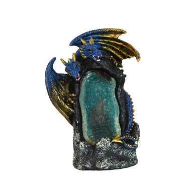 THS Backflow Blue Dragon with LED crystal waterfall Incense Burner