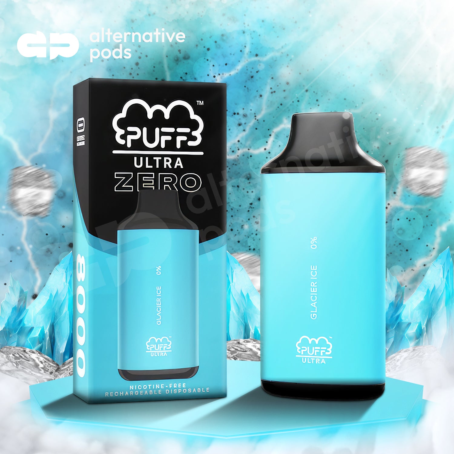 Puff Ultra 0% Zero Nicotine Disposable 8,000 Puffs 8k puffs - Glacier Ice