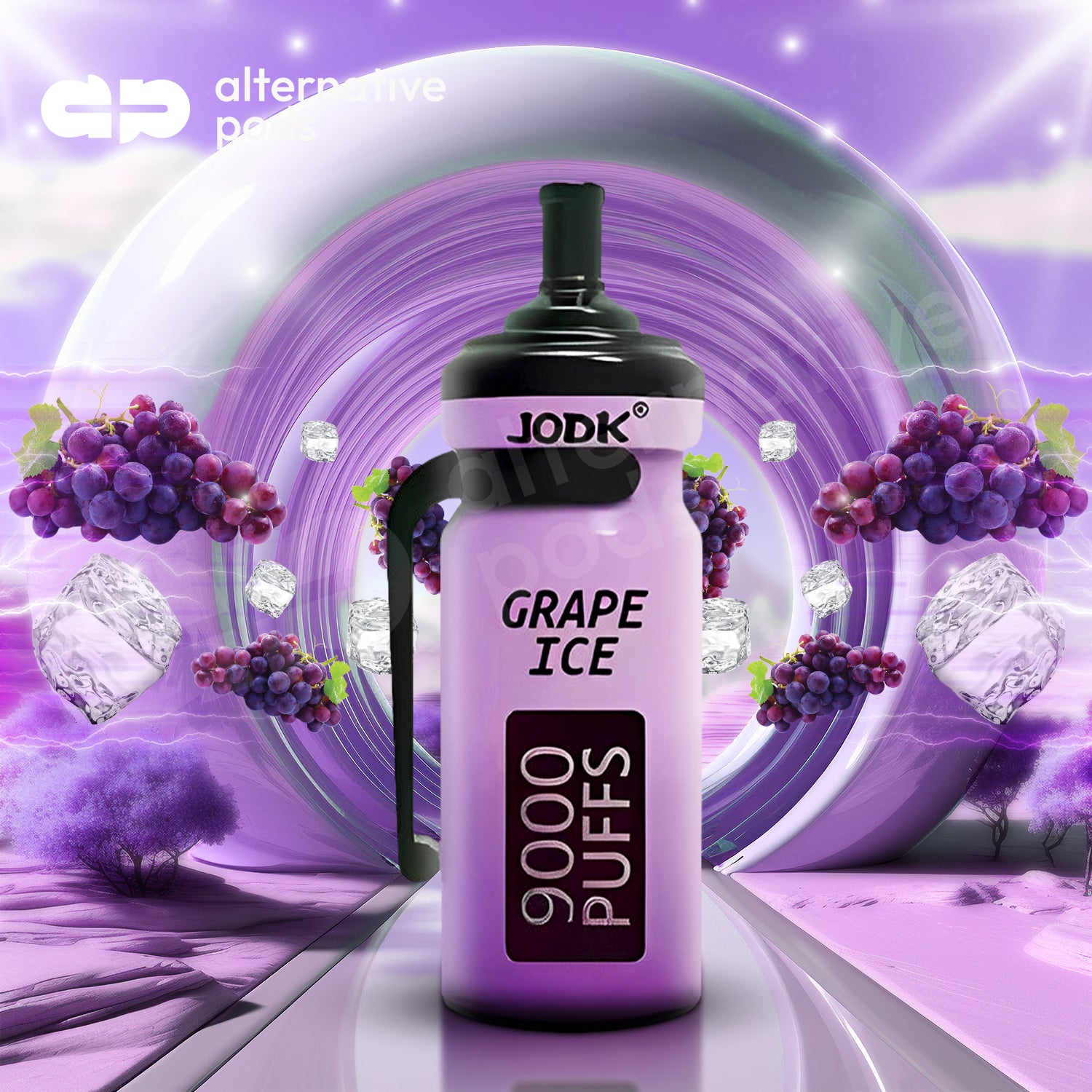 Jodk 9000 Puffs Disposable Vape Pen LED Recharcheable 9k - Grape Ice 