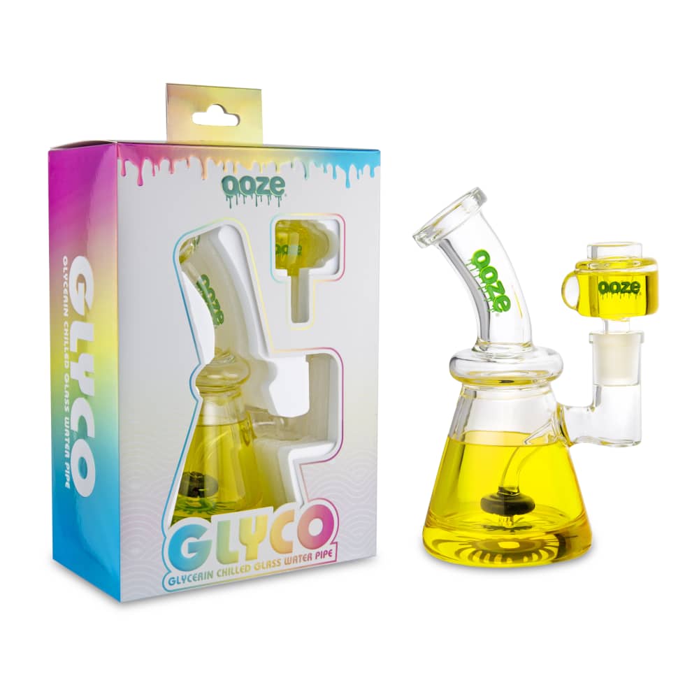 Ooze Glyco Bong Glycerin Chilled Glass Water Pipe Mellow Yellow
