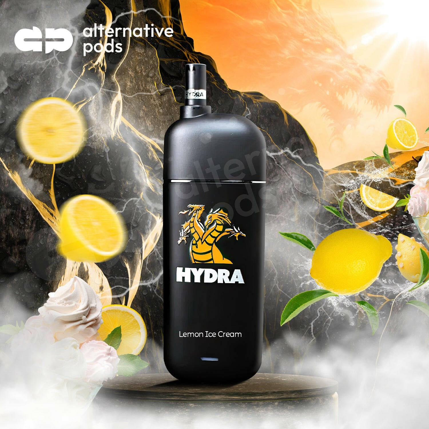 Hydra 5000 Puffs Disposable Vape with Filters 3% - Lemon Ice Cream