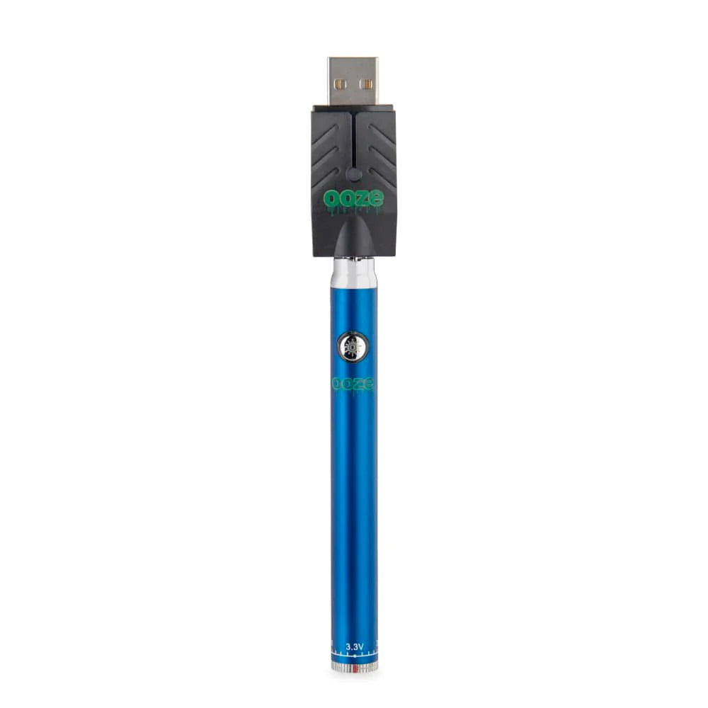 Ooze Slim Twist 510 Thread 320 mAh CBD Vape Pen Battery + USB Charger Blue