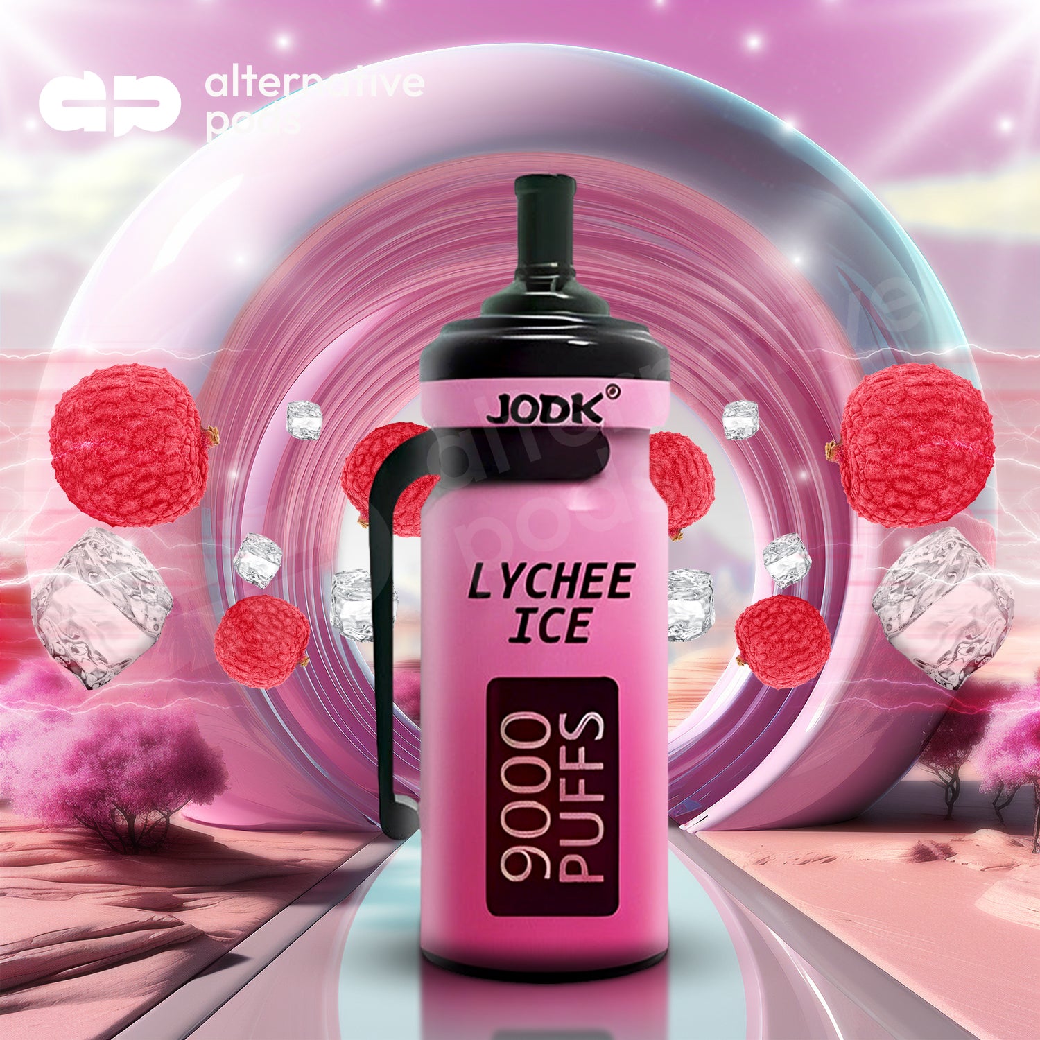 Jodk 9000 Puffs Disposable Vape Pen LED Recharcheable 9k - Lychee Ice 