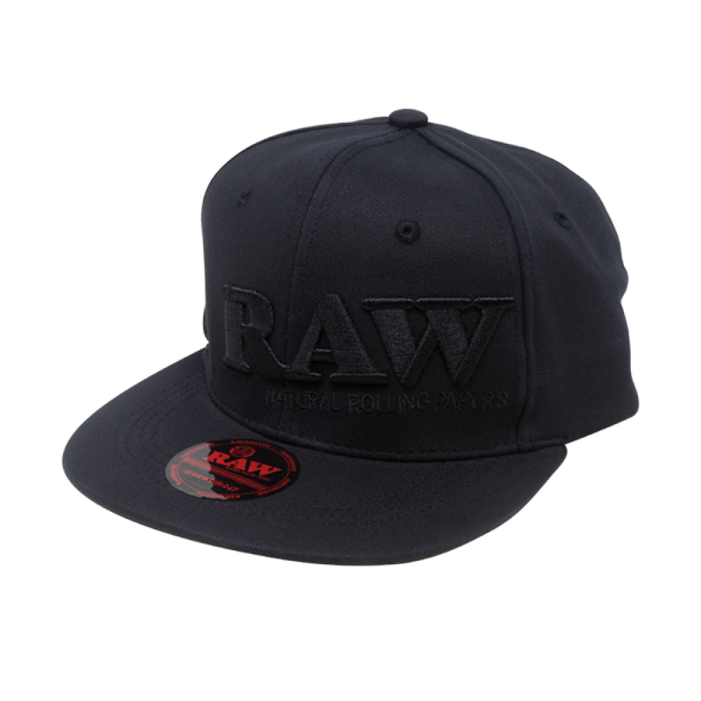 Raw Hat Black On Black Flat Brim Flex Fit Hat