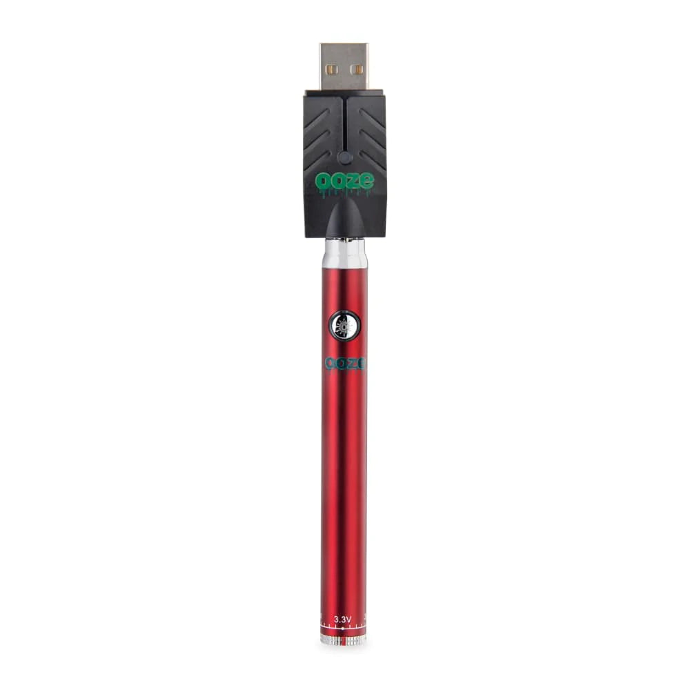 Ooze Slim Twist 510 Thread 320 mAh CBD Vape Pen Battery + USB Charger Red