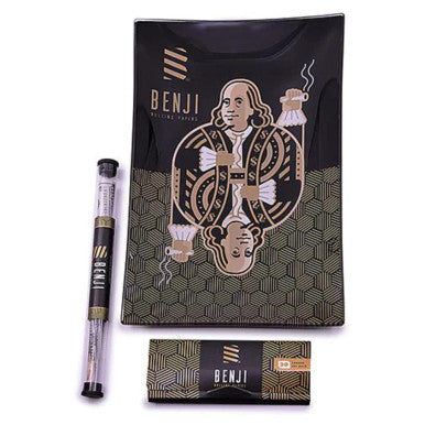 Benji Premium Glass Rolling Tray Kit, with Paper and Cone