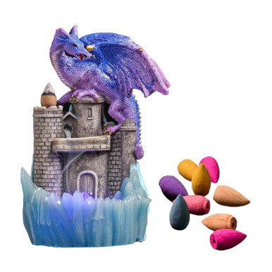 THS Backflow Purple Dragon with LED crystal waterfall Incense Burner