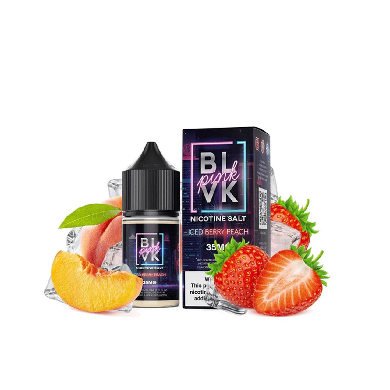 BLVK Pink Synthetic Nicotine Salt E-Liquid 30ML Iced Berry Peach
