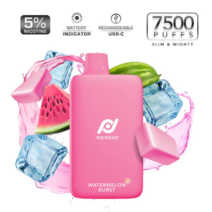 Pod Pocket 7500 Disposable Vape 5% Rechargeable 650mAh 10ML - Online Vape Shop | Alternative pods | Affordable Vapor Store | Vape Disposables