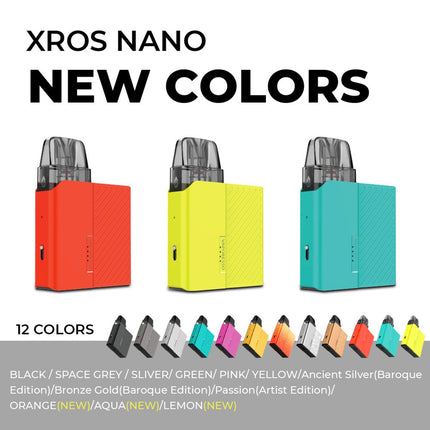 Vaporesso Xros Nano 1000mAh Pod System Starter Kit With 2 x 2ML Refillable Pod - Online Vape Shop | Alternative pods | Affordable Vapor Store | Vape Disposables