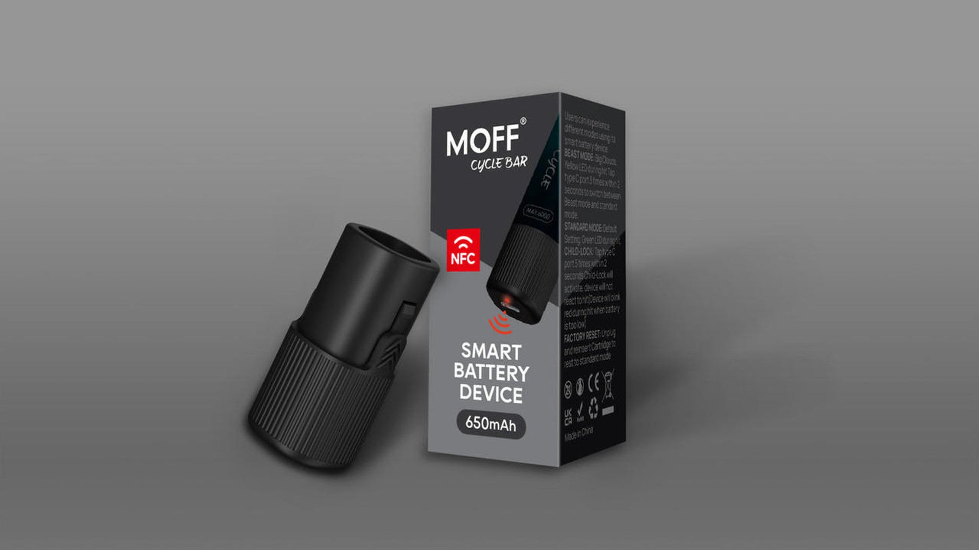 MOFF CYCLE BAR NFC TYPE-C SMART BATTERY 650mAh - Online Vape Shop | Alternative pods | Affordable Vapor Store | Vape Disposables